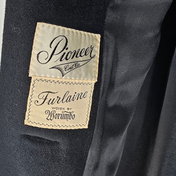 Vintage 1950s 60s Hudson Belk Black Wool Swing Coat Brown Mink Collar Union Made - Picture 4 of 10